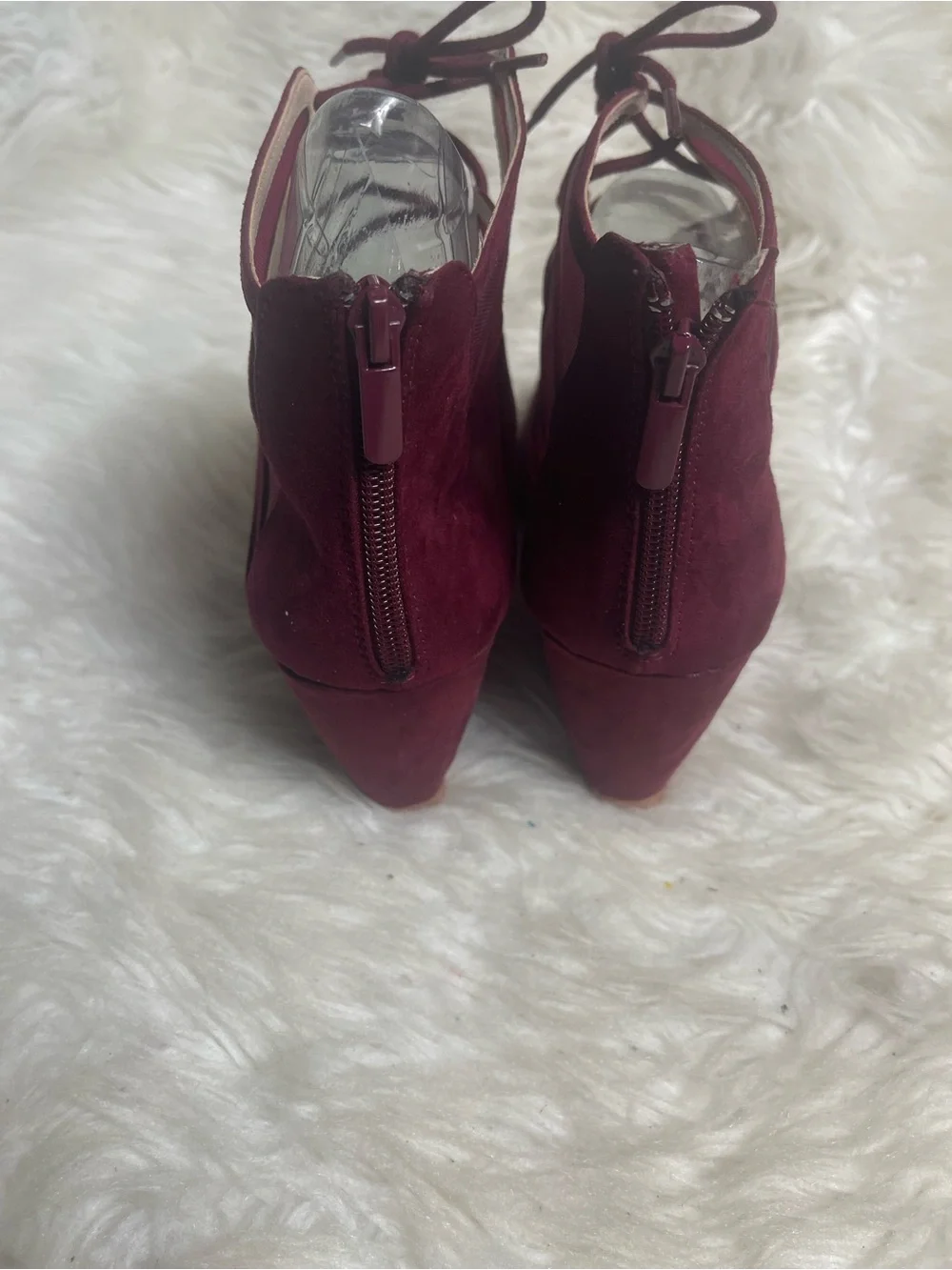 Torrid Burgundy synthetic suede & Mesh Lace-Up Wedge Sandals SZ9